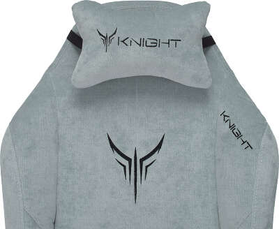 Кресло игровое Knight N1 Fabric серо-голубой Light-28 с подголов. крестов. металл