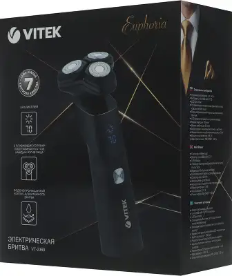 Бритва роторная Vitek Euphoria VT-2369 реж.эл.:3 питан.:элек.сеть/аккум. черный