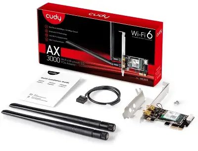 Сетевой адаптер Wi-Fi + Bluetooth Cudy WE3000 AX3000 PCI Express (ант.внеш.съем) 2ант.