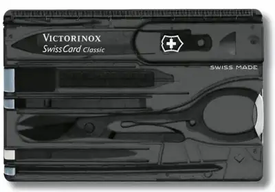 Швейцарская карта Victorinox SwissCard Classic (0.7133.T3) черный полупрозрачный коробка подарочная