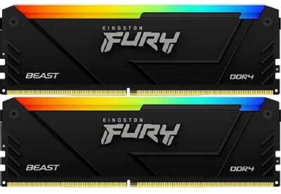 Kingston DDR4 DIMM 2x16GB 3200MHz  KF432C16BB2AK2/32 Fury Beast RGB RTL Gaming PC4-25600 CL16 288-pin 1.35В kit single rank с радиатором Ret