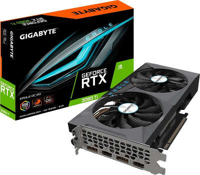 Видеокарта GIGABYTE NVIDIA nVidia GeForce RTX 3060Ti EAGLE OC 8G 8Gb DDR6X PCI-E 2HDMI, 2DP