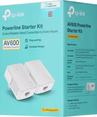 Сетевой адаптер HomePlug AV TP-Link TL-PA4010 KIT AV600 Fast Ethernet
