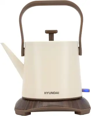 Чайник электрический Hyundai HYK-S2043 0.6л. 1000Вт кремовый/коричневый корпус: металл