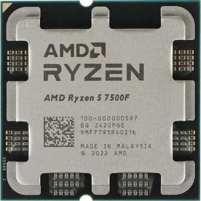 CPU AMD Ryzen 5 7500F OEM (100-000000597) {Base 3,70GHz, Turbo 5,00GHz, without graphics, L3 32Mb, TDP 65W, AM5}