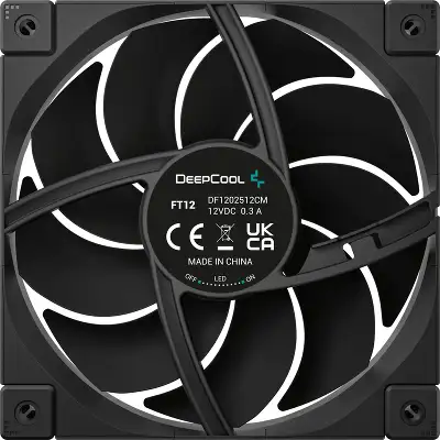 Вентилятор для корпуса Deepcool FT12 (120mm, 2150rpm, 75 CFM, 32 дБ, PWM 4-pin, black) (R-FT12-BKWPN1-G)