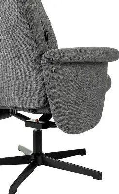 Кресло для дома Бюрократ _Baron с пуфом серый металл черный крестов. (_BARON/GREY)