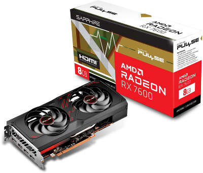 Видеокарта Sapphire AMD Radeon RX 7600 PULSE 8Gb DDR6 PCI-E HDMI, 3DP