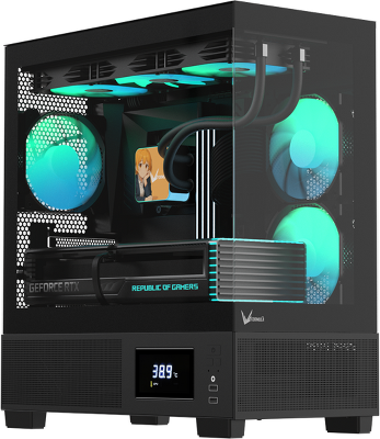 корпус Formula V Line Crystal E1M Black, MATX, USB3.0*2, Switch Display Panel