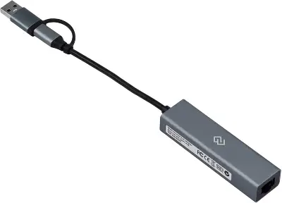 Разветвитель USB-C + USB-A Digma DHUB-LAN-4port 4порт. серебристый