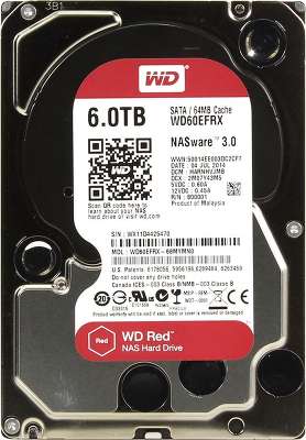 Жёсткий диск SATA-3 6TB [WD60EFRX] WD RED 64MB Cache