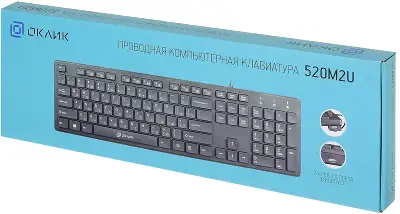 Клавиатура Оклик 520M2U черный/черный USB slim Multimedia