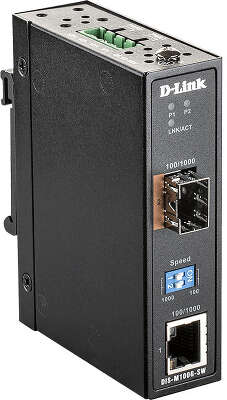 Трансивер/ DIS-M100G-SW Industrial Media Converter 1000Base-T to 1000Base-X SFP, DIN-Rail, IP30, - 40° to 70°C