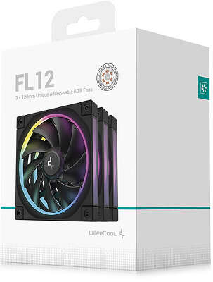 Вентилятор для корпуса Deepcool FL12 (3 pcs, 120mm, 2150rpm, 55 CFM, 32 дБ, PWM 4-pin, ARGB, black) (R-FL12-BKAPN3-G)