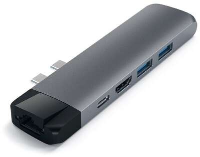 Satechi [ST-TCPHEM] Адаптер USB Aluminum Pro Hub with Ethernet & 4K HDMI). Цвет серый космос