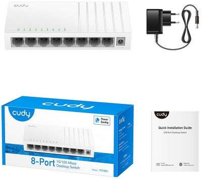 Коммутатор неуправляемый Cudy FS108D, 8 портов RJ45 10/100 Мбит/с, пластиковый корпус (FS108D)