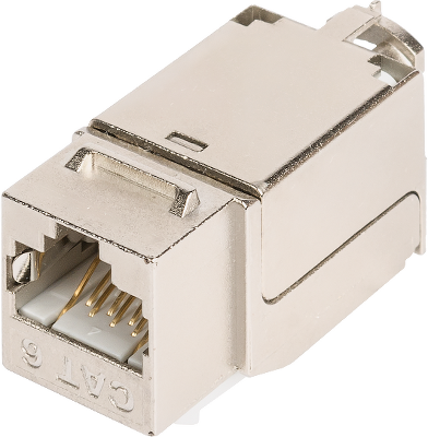 Модуль-вставка NIKOMAX типа Keystone, Кат.6a (Класс Ea), 500МГц, RJ45/8P8C, FT-TOOL/110/KRONE, T568A/B, полный экран, металлик - гарантия: 5 лет расширенная / 25 лет системная