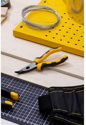 Удлиненные плоскогубцы с изогнутыми губками Deli DL2306 160мм, угол загиба губок 30°, сталь CrV, двухкомпонентная ручка