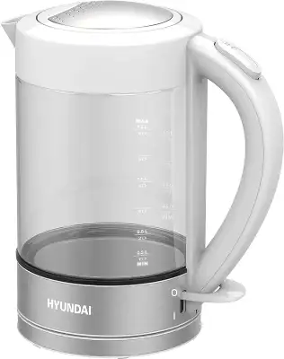 Чайник электрический Hyundai HYK-G9990 1.5л. 2000Вт белый/серебристый корпус: стекло