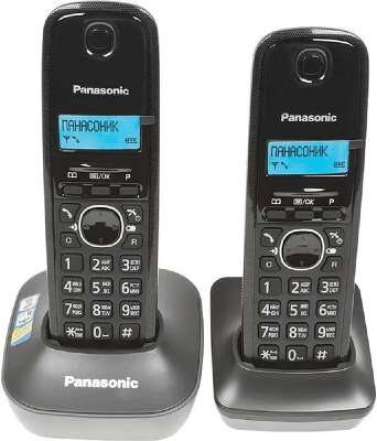 Panasonic KX-TG1612RUH (серый)  {Доп трубка в комплекте,АОН, Caller ID,12 мелодий звонка,поиск трубки}