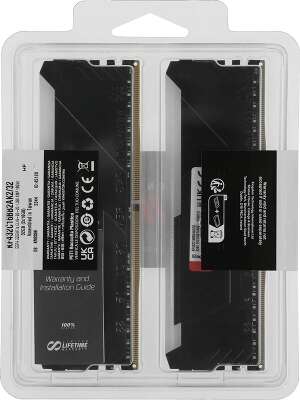 Память Kingston FURY Beast Black RGB DIMM DDR4 32Gb(2х16Gb) PC25600 3200MHz CL16 1.35V (KF432C16BB2AK2/32)