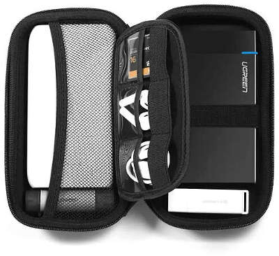 Органайзер UGREEN LP128 (50274) Hard Disk & Accessory Multi-functional Storage Bag  для кабелей, наушников и жестких дисков. Размер: бульшой (L). Цвет: черный