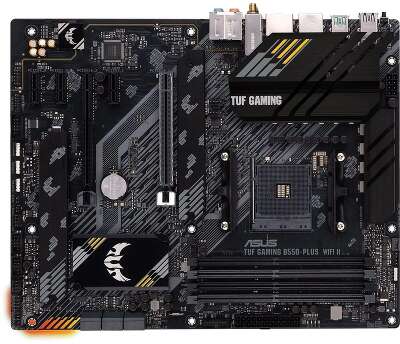 ASUS TUF GAMING B550-PLUS WIFI II (Socket AM4, ATX, 4xDDR4(128GB), DP/HDMI, 1xPCIe 4.0x16/1xPCIe 3.0x16/3xPCIe 3.0, 1xLAN (2.5GbE), Wi-Fi, BT, 6xSATA 6Gb/s, 2xM.2, 1xType-C 5xUSB 3.2, 2xUSB 2.0)