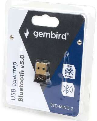 Gembird Адаптер Bluetooth, ультратонкий корпус, v.5.0, 20 метров, USB (BTD-MINI5-2)