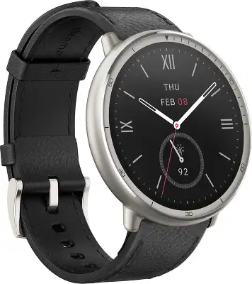Смарт-часы Amazfit Active 2R A2437 Premium 43.9мм 1.32" AMOLED корп.серебристый рем.черный разм.брасл.:150-210мм (6970100377569)
