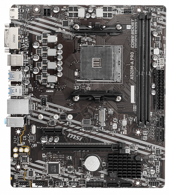 Материнская плата MSI A520M-A PRO Soc-AM4 AMD A520 2xDDR4 mATX AC`97 8ch(7.1) GbLAN RAID+DVI+HDMI