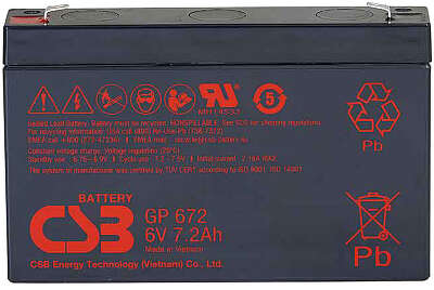 Батарея аккумуляторная для ИБП CSB GP672 6V 7.2A/h