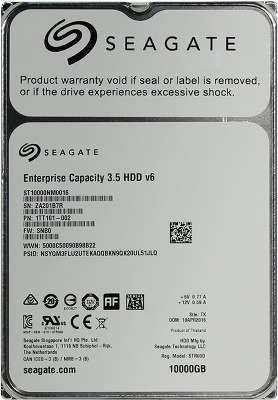 Жёсткий диск SATA Seagate 10Tb, ST10000NM0016, Enterprise Capacity (Helium), 7200 rpm, 256Mb buffer