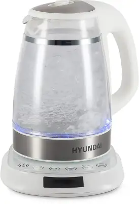 Чайник электрический Hyundai HYK-G5507 1.7л. 2200Вт белый/серебристый корпус: стекло
