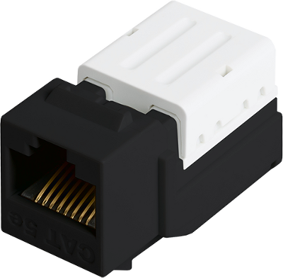 Модуль-вставка NIKOMAX типа Keystone, Кат.5е (Класс D), 100МГц, RJ45/8P8C, FT-TOOL/110/KRONE, T568A/B, неэкранированный, черный - гарантия: 5 лет расширенная / 25 лет системная