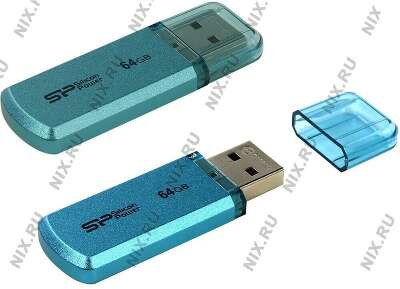 Модуль памяти USB2.0 Silicon Power Helios 101, 64 Гб, голубой [SP064GBUF2101V1B]