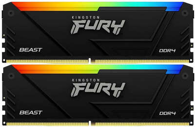 Память Kingston FURY Beast Black RGB DIMM DDR4 32Gb(2х16Gb) PC25600 3200MHz CL16 1.35V (KF432C16BB2AK2/32)