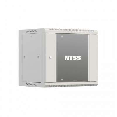 NTSS Шкаф настенный телекоммуникационный NTSS W 12U 600х600х635мм, 2 профиля 19, дверь стеклянная, боковые стенки съемные, задняя стенка, разобранный, серый RAL 7035 NTSS-W12U6060GS-2 (УТ000016825)