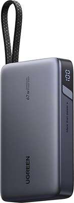 Внешний аккумулятор UGREEN PB550 (55996B) 67W Power Bank 20000 mAh USB-C&USB-A со встроенным кабелем USB-C. Цвет: серый космос