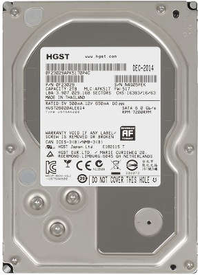 Жесткий диск Hitachi SATA-III 2Tb HUS726020ALE614 ULTRASTAR 7K6000 (7200rpm) 128Mb 3.5"