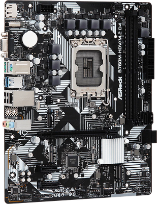 Материнская плата ASROCK B760M-HDV/M.2 D4, LGA1700, B760, 2*DDR4, 4*SATA, 2*M.2, 3*USB 3.2, 2*USB 2.0, Type-C, 1*PCIx16, 2*PCIx1, 1xM.2 (Key E), HDMI+D-Sub+DP, mATX