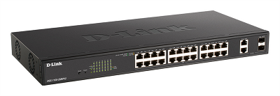 коммутатор D-Link Настраиваемый L2 PoE-коммутатор, 24х1000Base-T PoE, 2xCombo 1000Base-T/SFP, PoE-бюджет 370 Вт