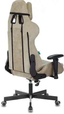 Кресло игровое Zombie VIKING KNIGHT Fabric песочный Light-21 с подголов. крестов. металл