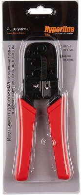 Инструмент обжимной Hyperline HT-568 для RJ-45/RJ-12 (упак:1шт) черный/красный