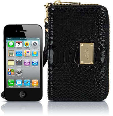 iPhone 5 5S 5C Michael Kors Essential Zip Wallet Black Saffiano 8158B9