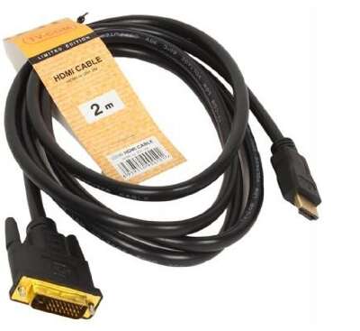 TV-COM Кабель (LCG135F-2M) HDMI to DVI-D (19M -25M) 2м, 2 фильтра 