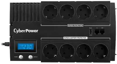 Источник бесперебойного питания ИБП Line-Interactive CyberPower BR1000ELCD 1000VA/600W USB/RJ11/45/USB charger A (4+4 EURO)