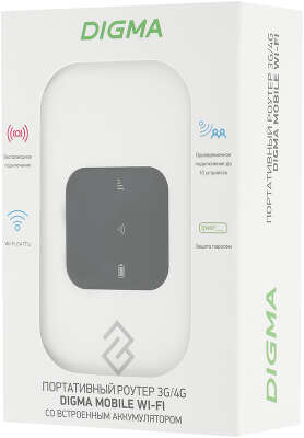 Модем 3G/4G Digma Mobile Wi-Fi DMW1880 micro USB Wi-Fi Firewall +Router внешний белый