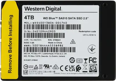 Накопитель SSD WD S SATA-III 4TB WDS400T3B0A Blue SA510 2.5"