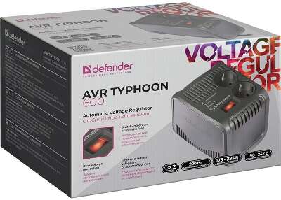 Defender Акция!!! Стабилизатор напряжения AVR Typhoon 600 200 Вт, 2 розетки [99032]