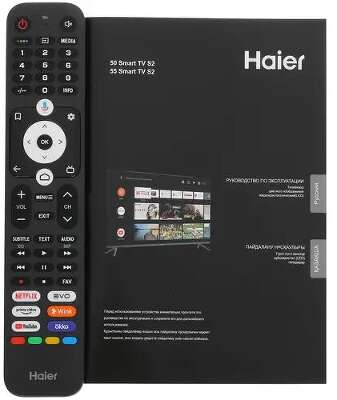 55" Телевизор HAIER Smart TV S2, 4K Ultra HD, черный, СМАРТ ТВ, Android TV [DH1VMGD02RU]